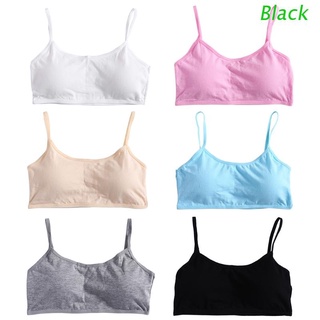 Young Girls Solid Soft Cotton Bra Puberty Teenage Breathable Underwear Kid Cloth