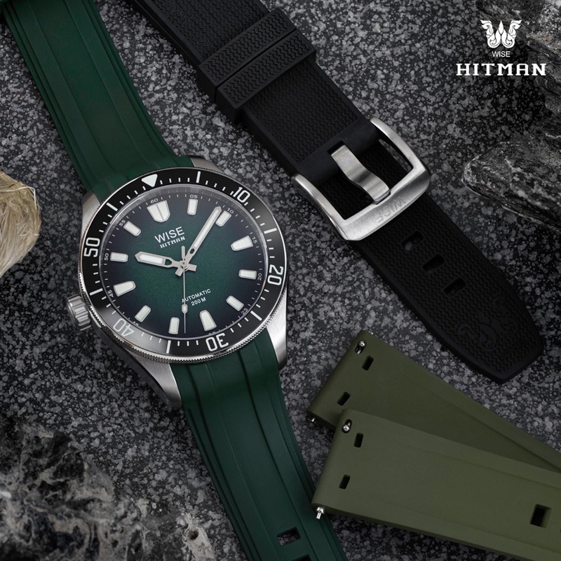 WISE สายนาฬิกา ยาง FKM รุ่น HITMAN แบบติดตัวเรือน ขนาด 20 mm.