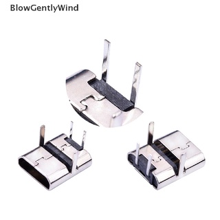 Blowgentlywind ตัวเชื่อมต่อ Micro Usb 2Pin 90 องศา B Type ตัวเมีย สําหรับเชื่อมต่อโทรศัพท์มือถือ 10 ชิ้น