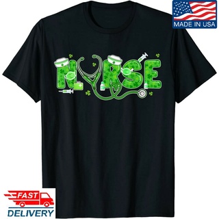 [S-5XL] เสื้อยืด พิมพ์ลาย Irish Nurse St Patricks Day Shamrock Stethocsope สําหรับผู้ชาย