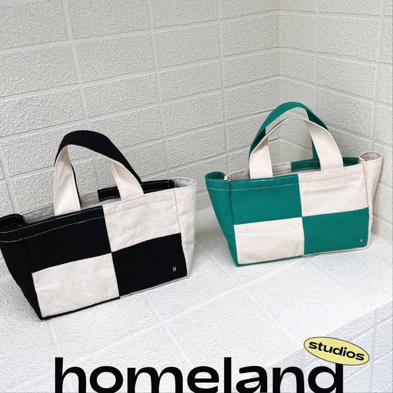 HOMELAND - กระเป๋าผ้าแคนวาสตัดต่อสลับสี