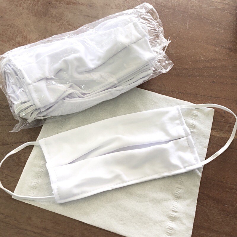หน้ากากผ้าสีขาว ผ้าปิดจมูกสีขาว สามารถซักได้ โหลละ60 (1โหล มี12 ชิ้น ) ขนาดมาตรฐาน แมสผ้า