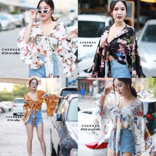 เสื้อลายดอก แขนระบาย