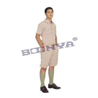 กางเกงข้าราชการผู้ชาย ขาสั้น สีกากี ตรา BOONYA