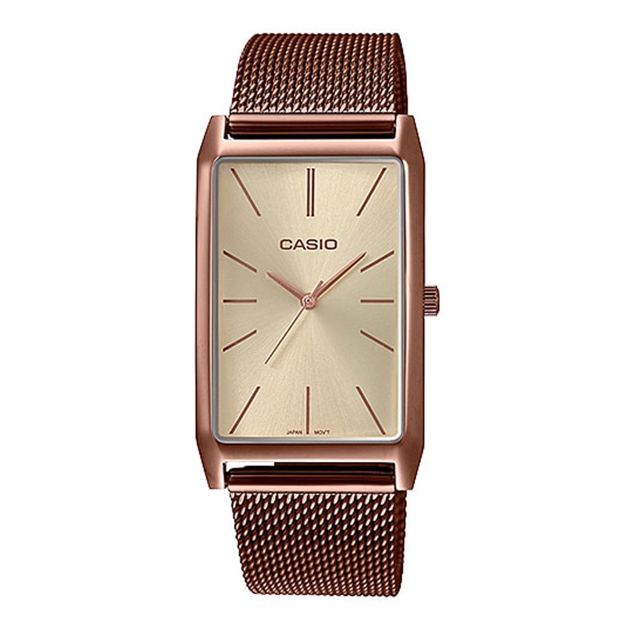 Casio Standard นาฬิกาข้อมือผู้หญิง สายสแตนเลส รุ่น LTP-E156MR,LTP-E156MR-9A - สีโรสโกลด์