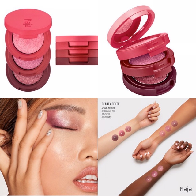 ของแท พร อมส ง Kaja Beauty Bento Bouncy Shimmer Eyeshadow Trio Shopee Thailand