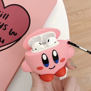 เคสหูฟัง แบบนิ่ม ลายการ์ตูน Kirby น่ารัก พร้อมตะขอคาราบิเนอร์ สําหรับ airpods 1 2 pro