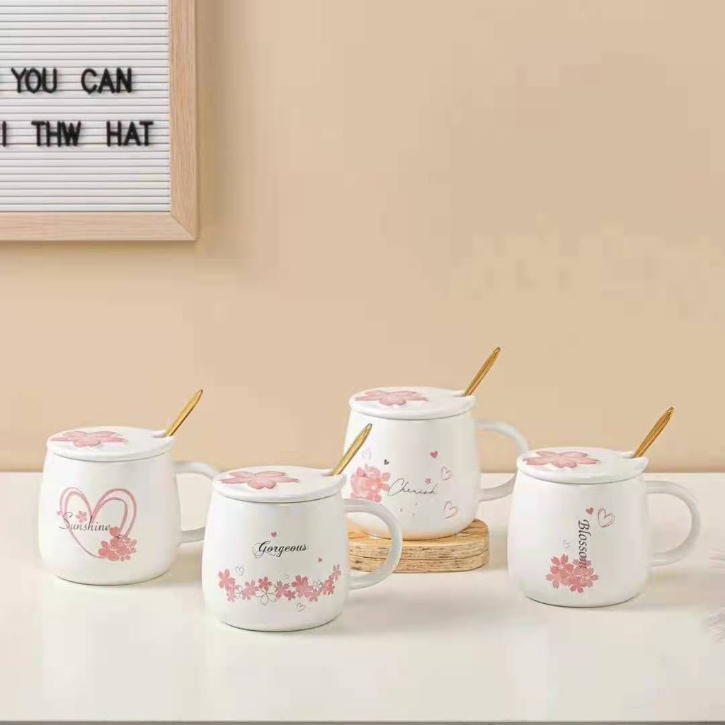 Cups, Mugs & Glasses 89 บาท เครือข่ายภายในบ้านแก้วสาวสำนักงานน่ารักสีแดงถ้วยเซรามิกด้วยผงฝาช้อนสาวสร้างสรรค์ถ้วยแก้วอิน Home & Living