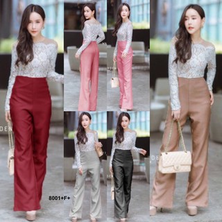 J8001 Jumpsuit จั๊มสูท ต่อลูกไม้ โทนสีพื้นเรียบๆ