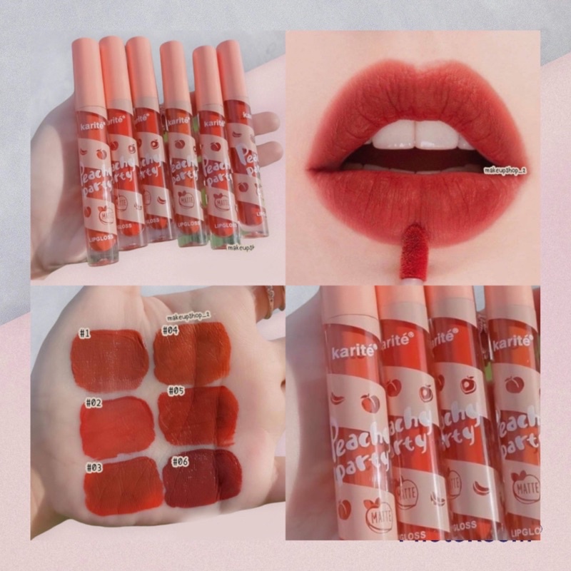 ลิปสติกจุ่มโทนชมพูแดงๆ Karite Peach Party Matte Lipgloss 70172-47 🍑 ลิปกลอสแมตติดทน กันน้ โทนส้มพีช - รูปที่ 3
