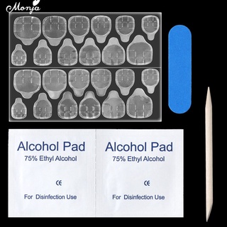 Monja 4 ชิ้น / ถุง ชุดทําเล็บ สําหรับเล็บเจลยูวี ลบสติกเกอร์กาวสองด้าน กดบนแผ่นแอลกอฮอล์ ตะไบเล็บปลอม สะดวก เครื่องมือสวมใส่