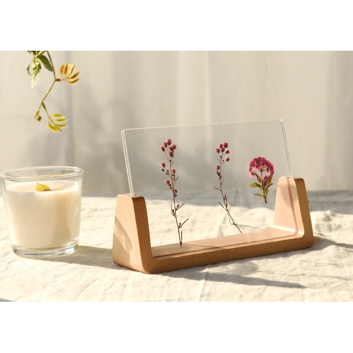 กรอบรูปฐานไม้ กรอบรูปอะคริลิค อะคริลิคใส สไตล์โมเดิร์น ขนาด 6 นิ้ว Wooden Base Photo UShape 6in Picture Frame