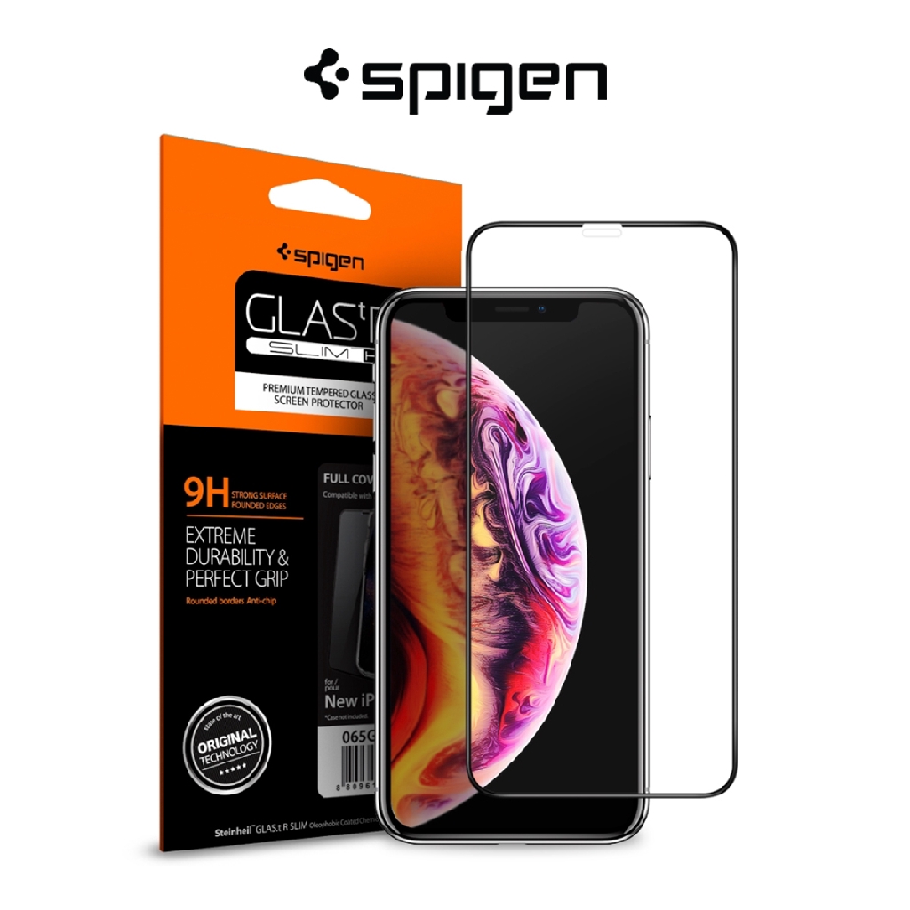 Spigen กระจกนิรภัย แบบเต็มจอ HD สําหรับ iPhone 11 Pro Max/XS Max