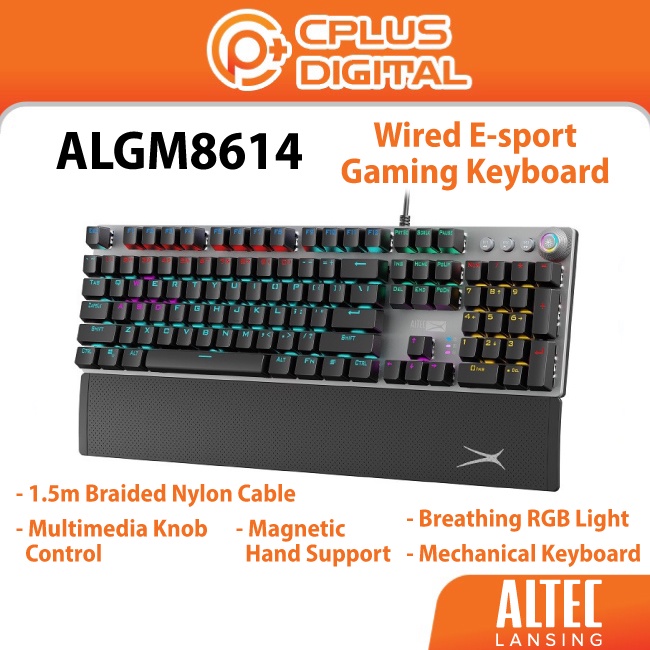 Altec Lansing ALGK8614 คีย์บอร์ดเกมมิ่ง มีสาย สีฟ้า RGB ALGK 8614