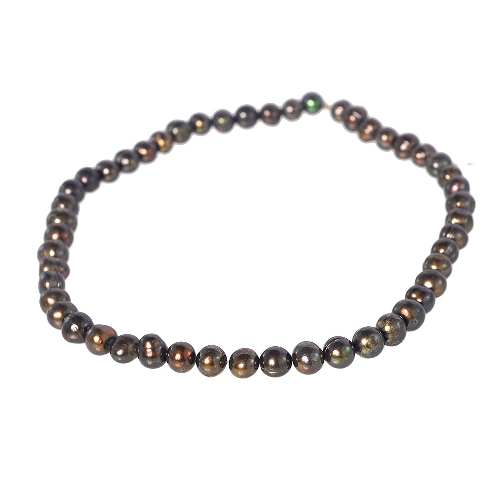 ลูกปัดมุกแท้ (Pearl) ลักษณะเม็ดกลม (Round) 8 mm - (LZ-0318 สีน้ำตาลเข้ม) ราคาถูก Shopee Lazada