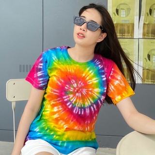 เสื้อมัดย้อมสีสด UNISEX | TIE DYE T-SHIRT | ผ้า Cotton100% - KT22-รุ้ง