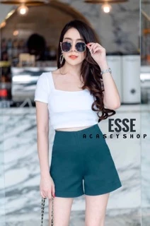 Acasey กางเกงขาสั้นผู้หญิง เอวสูง สั้นกำลังดีมีซิปข้าง ผ้าดับเบิ้ลคุณภาพ ไซส์ S - XL รุ่นซิปข้างesse