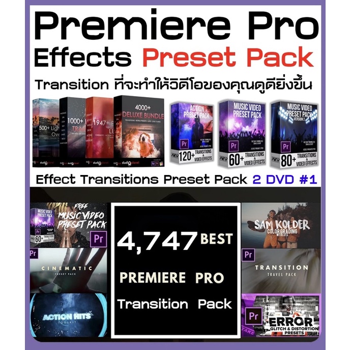 Premiere Pro Transitions Preset Pack (A300)USB