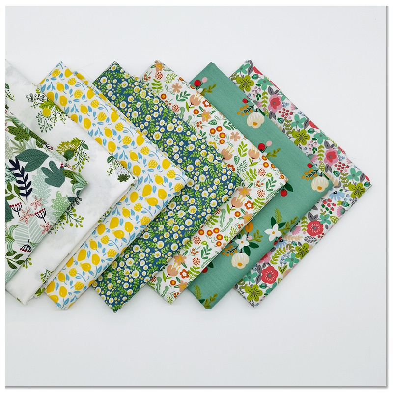 Green Plants Series ผ้าฝ้ายแท้ DIY Handmade Patchwork Quilting Cloth Bundles