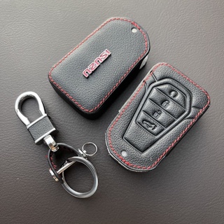 เคสกุญแจรีโมทรถยนต์ ISUZU D-MAX 2020 / Mu-X 2020 เคสกุญแจสมาร์ทคีย์ ซองหนังแท้ ซองหนังใส่กุญแจ (โลโก้โลหะ)