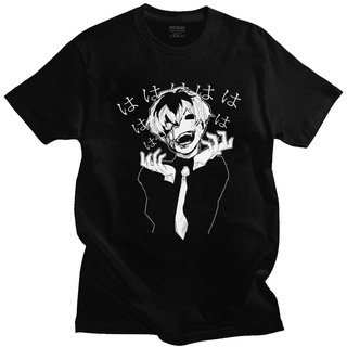 เสื้อยืดโอเวอร์ไซส์Novelty Laughing Ghoul Tokyo Ghoul T-Shirts Men Pure Cotton Manga T Shirt Japanese Anime Kaneki Ken T