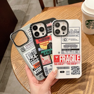 Casetify เคสโทรศัพท์ ซิลิโคนนิ่ม ลายฉลากสติกเกอร์ สําหรับ iPhone 14 X XS XR 11 12 13 Pro Max