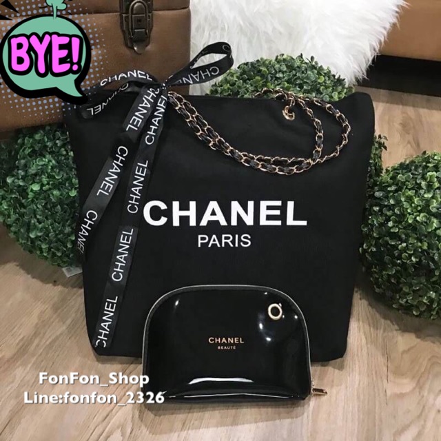ห้ามพลาด Set สุดคุ้ม! ซื้อ1ได้ถึง2! New Chanel Canvas Shopping Bag