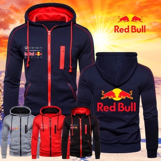 RED BULL เสื้อแจ็คเก็ตมีฮู้ดแฟชั่นแต่งซิปสําหรับผู้ชาย