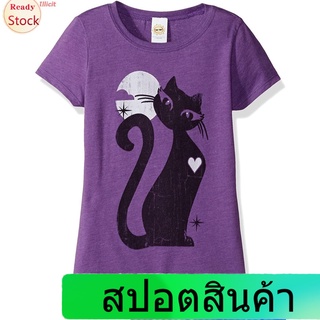 เสื้อยืดลำลอง LOST GODS Girls Black Cat Graphic T-Shirt Short sleeve T-shirts