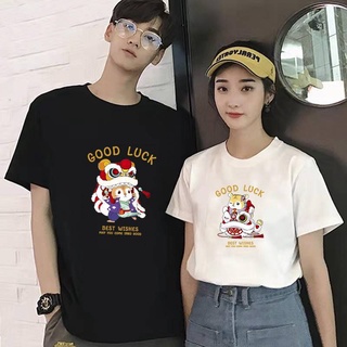 Double【ready stock】2022 Year of the Tiger Couple TShirt Summer Graphic SHORT Sleeve shirt Loose TEE TOP