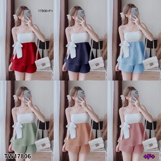 SS17806 จั๊มสูทสายเดี่ยว แต่งกระโปรงคลุม ติดโบว์ single strap jumpsuit Dress with a hooded skirt with a bow