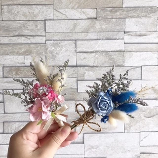 พร้อมส่ง! ช่อเข็มกลัดติดอกดอกไม้แห้งโทนชมพูนะคะ