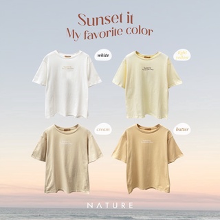 🍎 ลด45.-โค้ดWYQESS🍋nature.bkk - TSN4027 Myfav sunset t-shirt เสื้อยืดสกรีนลายมินิมอล