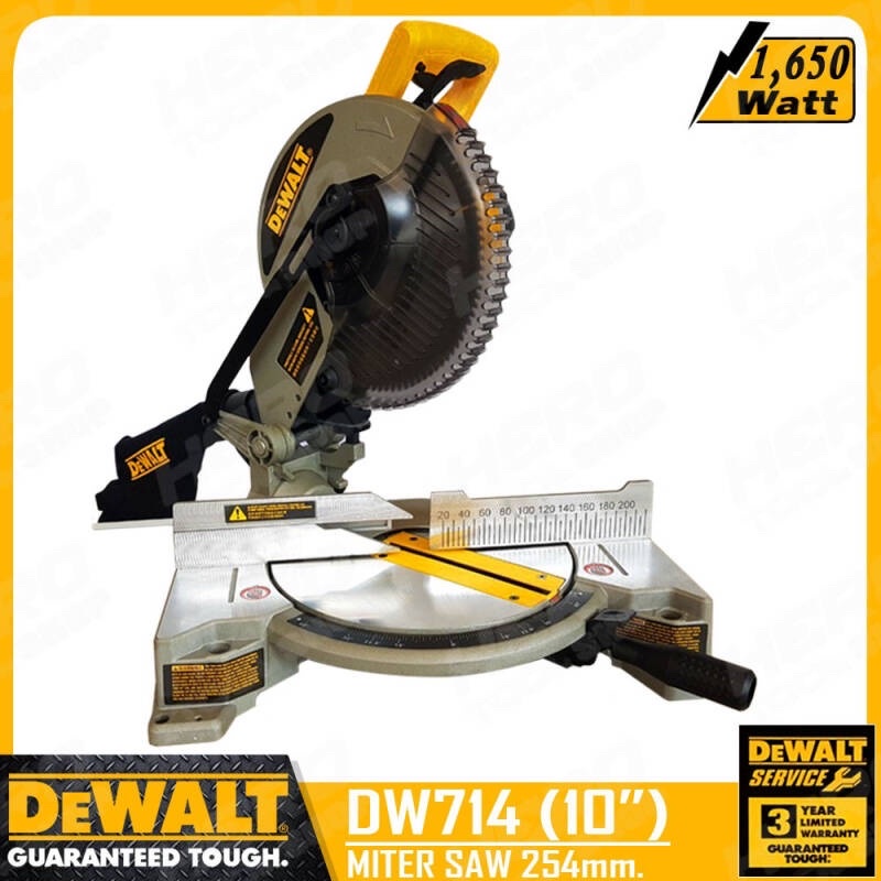 [ลดแรง 10%] DEWALT เลื่อยองศา เลื่อยตัดองศา ขนาด 10 นิ้ว (1650วัตต์, เหมาะกับงานหนัก) รุ่น DW714 ++ร