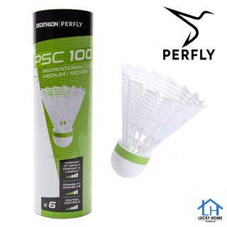 ลูกขนไก่พลาสติกขนาดกลางรุ่น PSC 100 6 ลูก (สีขาว) / PERFLY PSC 100 Medium Plastic Shuttlecock X 6 - White