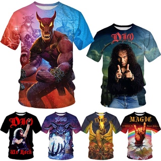 ใหม่ เสื้อยืดลําลอง แขนสั้น พิมพ์ลายวงร็อค Dio (Ronnie James Dio) 3D สไตล์ฮิปฮอป แฟชั่นฤดูร้อน สําหรับผู้ชาย