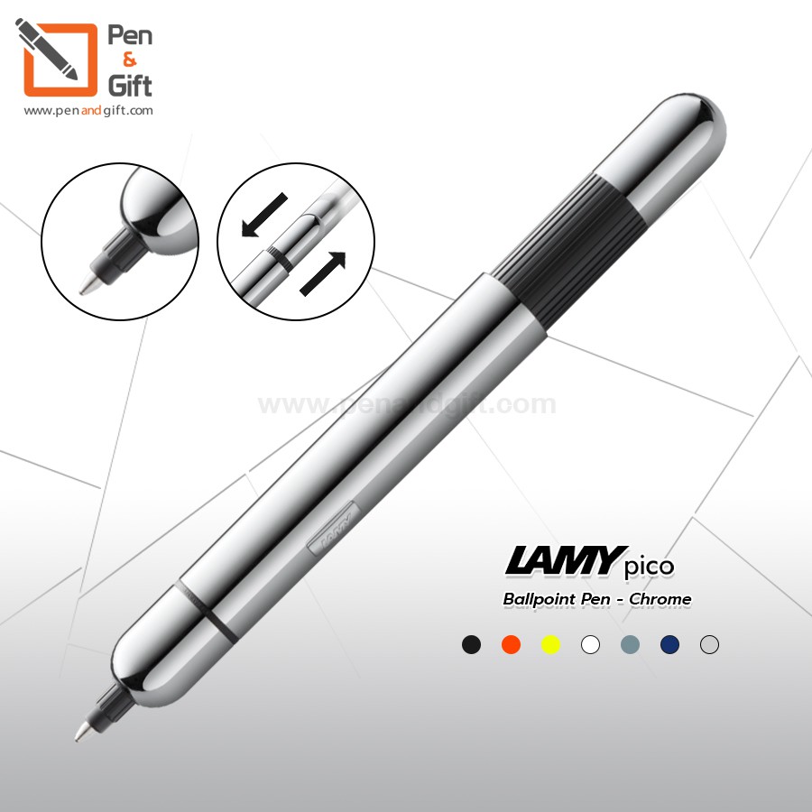 LAMY Pico Ballpoint Pen Black, White, Laser orange, Chrome, Matte Chrome, Blue - ปากกาลูกลื่น ลามี่ 