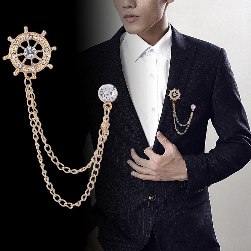 Navy Sailor Rudder เข็มกลัด Badge Men Suit เข็มกลัดแฟชั่น Stream Chain Jacket Pin ผู้หญิง