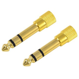 Great Neck Gold Plated Stereo 6.5mm Plug to 3.5mm Jack Av Audio Convertor Adapter for Mic Headsets Headphones 2Pcs