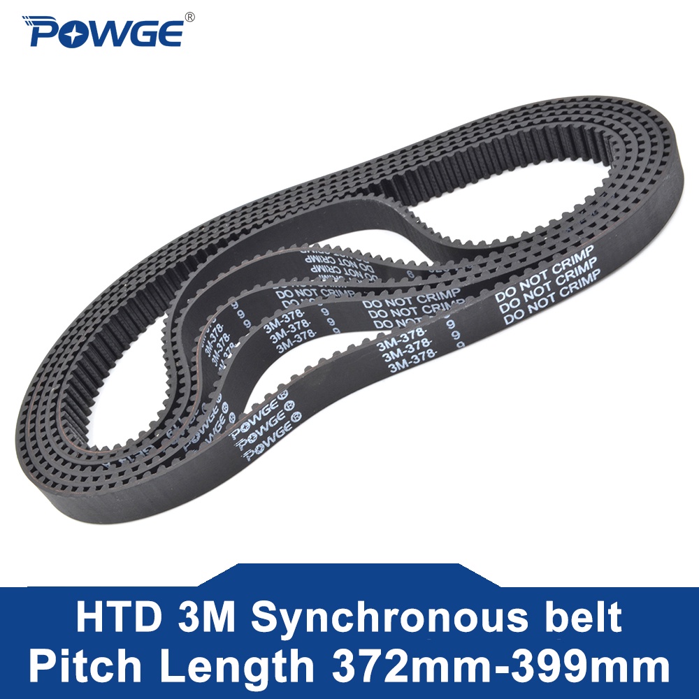POWGE HTD 3M Timing belt Pitch length 372/375/378/381/384/387/390/393/396/399mm Width 6-30mm 375-3M/