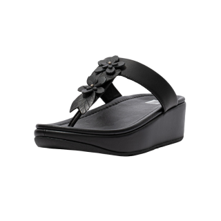 FITFLOP รองเท้าลำลองผู้หญิง FINO SLEEK FLORAL รุ่น DZ8-090 สี BLACK รองเท้าผู้หญิง