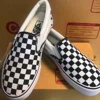 🚛 พร้อมส่ง รองเท้าผู้ใหญ่แบบสวม Vans Slip-on ตารางดำขาวขอบดำ sz.36-45