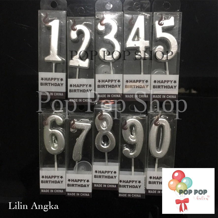 LILIN เทียนตัวเลขวันเกิดสีเงินเมทัลลิก – สุขสันต์วันเกิด