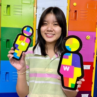 แพ็กคู่หญิง+ ชาย สไตล์ป๊อบอาร์ต POP ART ป้ายห้องน้ำ โมเดิร์น modern มี3ขนาดใหืเลือก *M-ONE DESIGN
