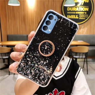 Ready เคสโทรศัพท์ OPPO Reno5 Reno 5 4 Pro 5G 2021 Reno4 4G Phone Case With Ring Stand Holder Bling Star TPU SoftCase Casing Back Cover