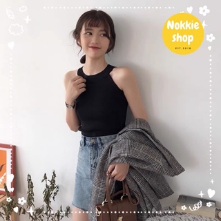 🎁พร้อมส่งในไทย👚เสื้อกล้าม สีพื้น SH02 @Nokkieshop เสื้อแขนกุด สาวทำงาน มินิมอล เกาหลี ยืดได้เยอะ ไม่ร้อน เรียบหรู