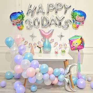 ลูกโป่งนางเงือก ลูกโป่งวันเกิด ข้อความ Happy Birthday ลูกโป่งฟอยส์ ลูกโป่งมุก เซตลูกโป่งวันเกิด Happy Birthday 🚚พร้อมส่ง