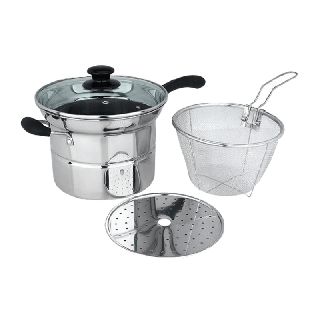d_coutdoor หม้อ ชุดหม้อสแตนเลส 1ชุดมี4ชิ้น 22 cm เเผ่นซึ้งสแตนเลส หม้ออเนกประสงค์