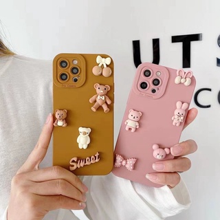 เคสโทรศัพท์มือถือ ป้องกันเลนส์ ลายตุ๊กตาหมีน่ารัก สําหรับ Samsung A73 A53 A33 A23 A13 5G A03 A03s A72 A52 A52s A32 A22 A12 A02 A02s