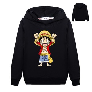 เสื้อกันหนาวหมวกแฟชั่นสำหรับเด็กผู้ชายการ์ตูน Luffy Print Sweatshirt Basic Coat